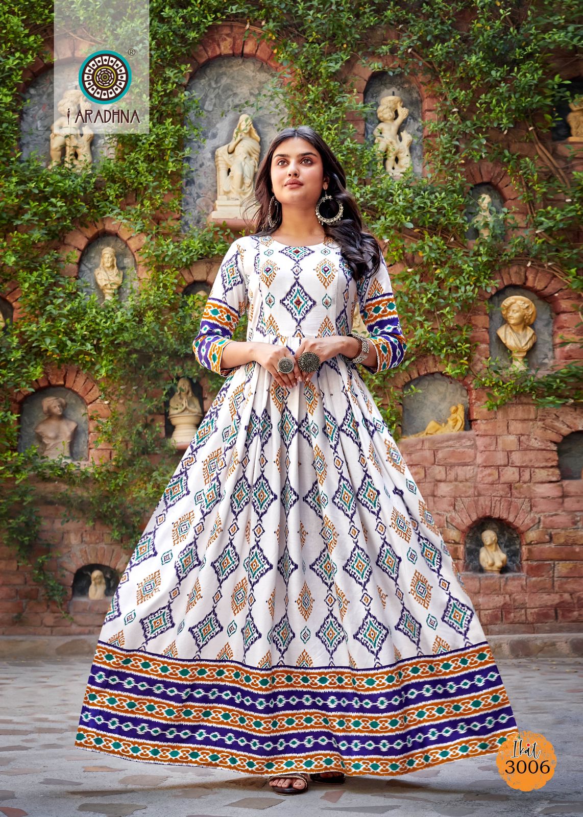 Ikat Vol 3 By Aradhna Long Anarkali Kurtis Catalog
